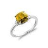 Bague en coussin citrine et diamants