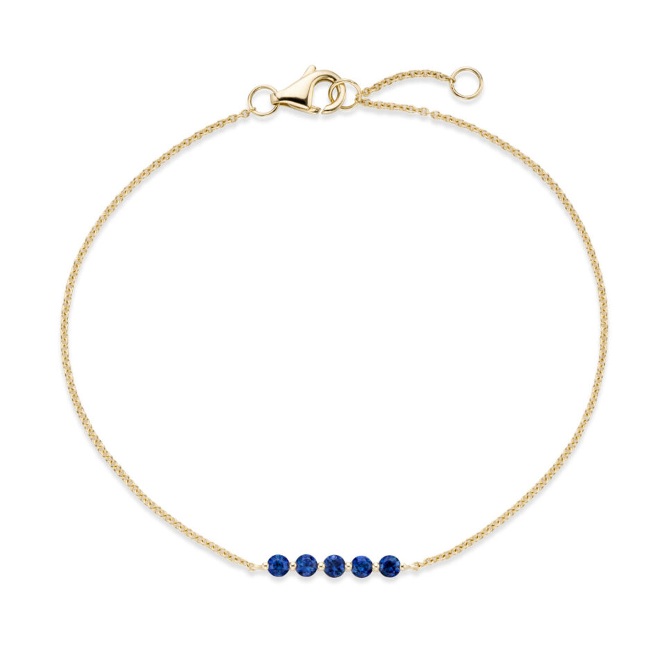 Bracelet 5 saphirs bleus