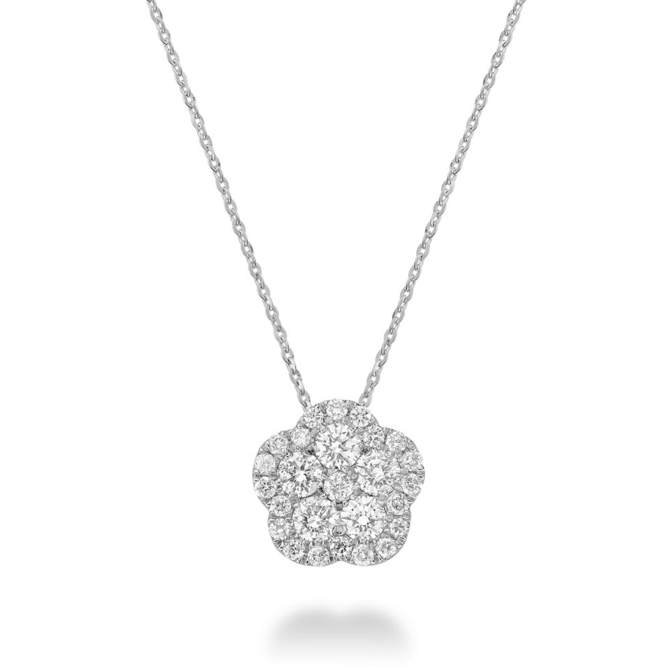 Collier et pendentif diamants en fleur